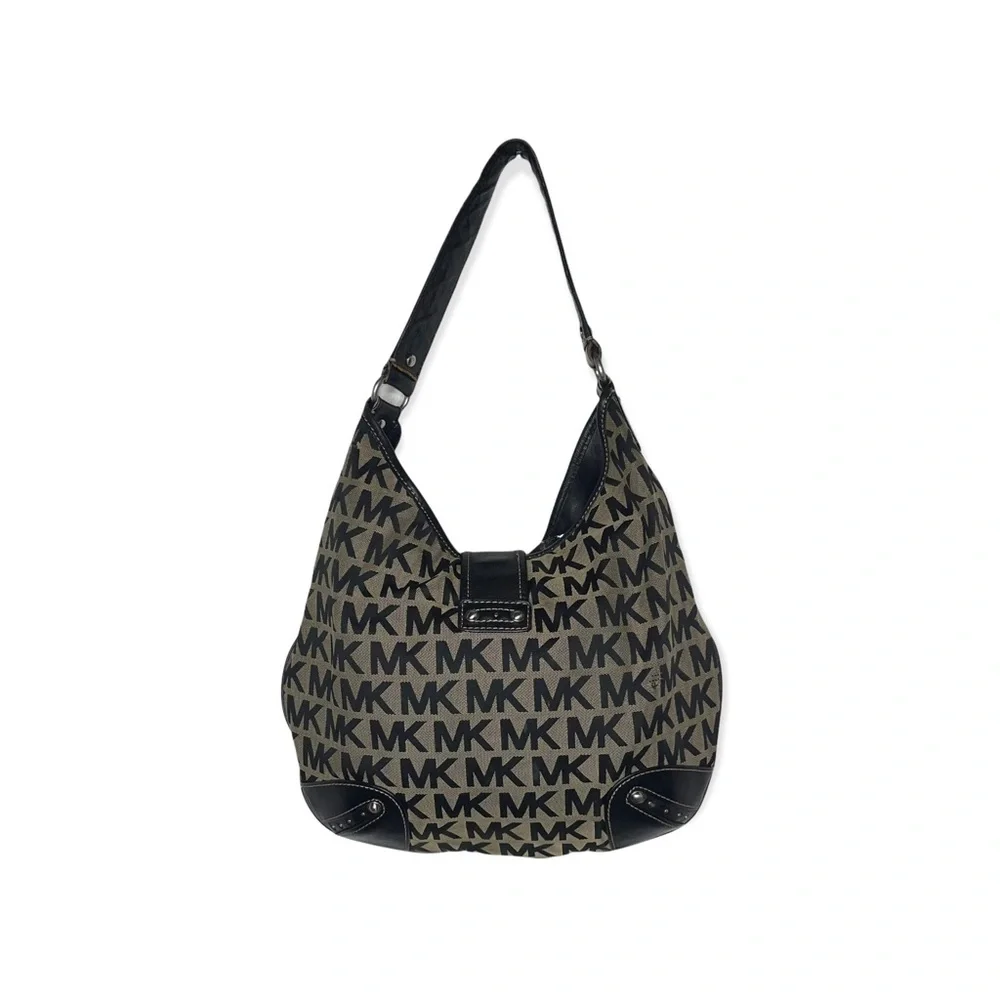 MICHAEL KORS Black & Tan Signature MK Hobo, Wallet & Wristlet Bundle